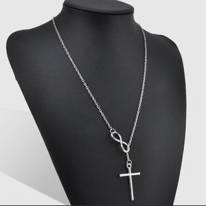 NEW Silver cross infinity necklace adjustable length